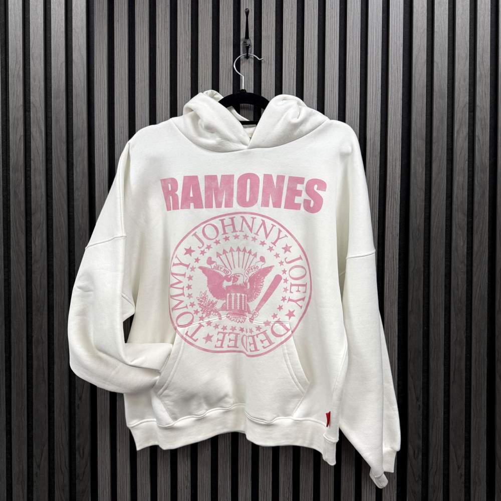 Ramones - Pink Presidential Seal Hoodie - Cream